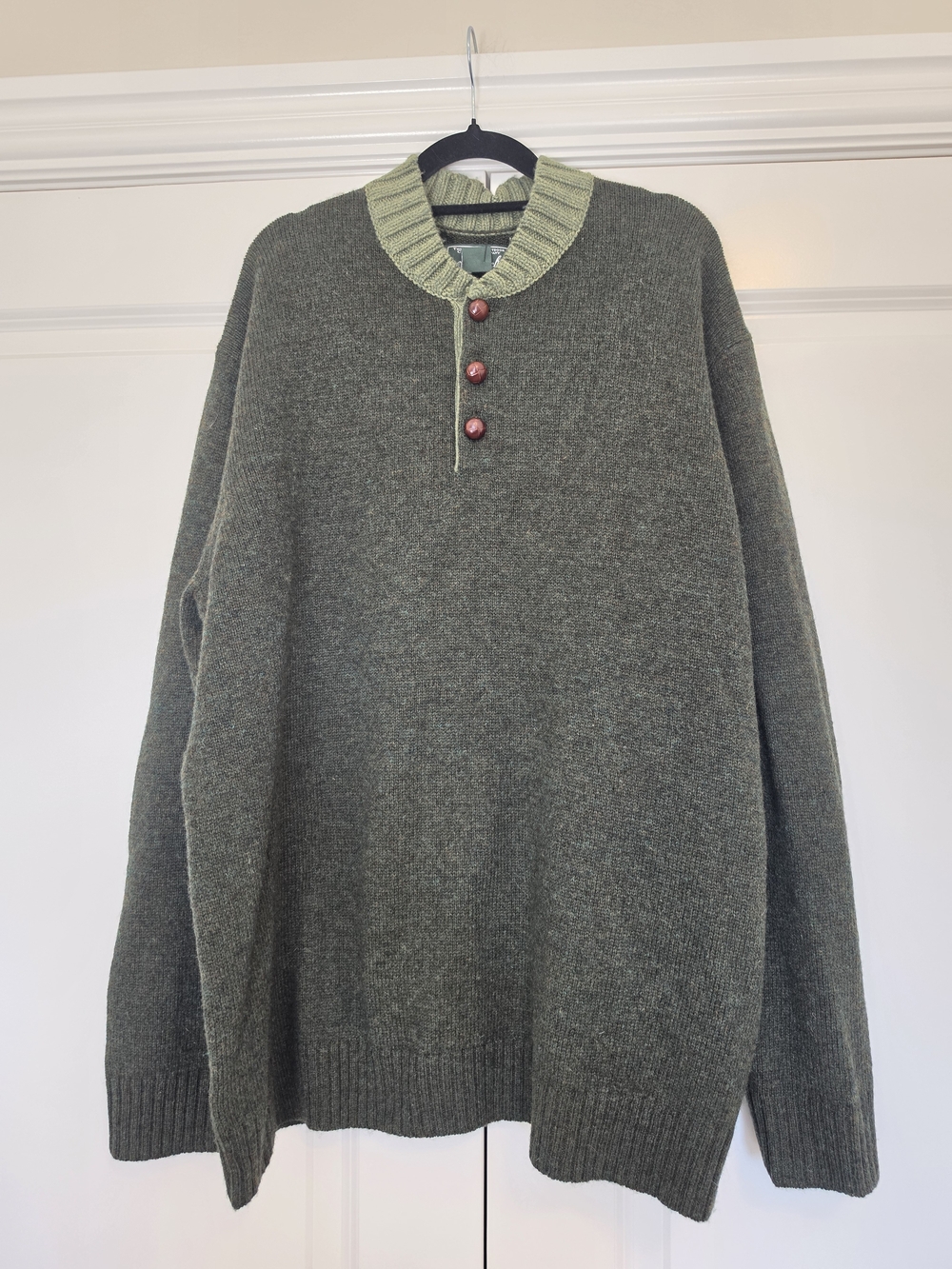 WOOLRICH KENNEBECK SHETLAND 100% WOOL HENLEY SWEATER XXL NWT OLIVE